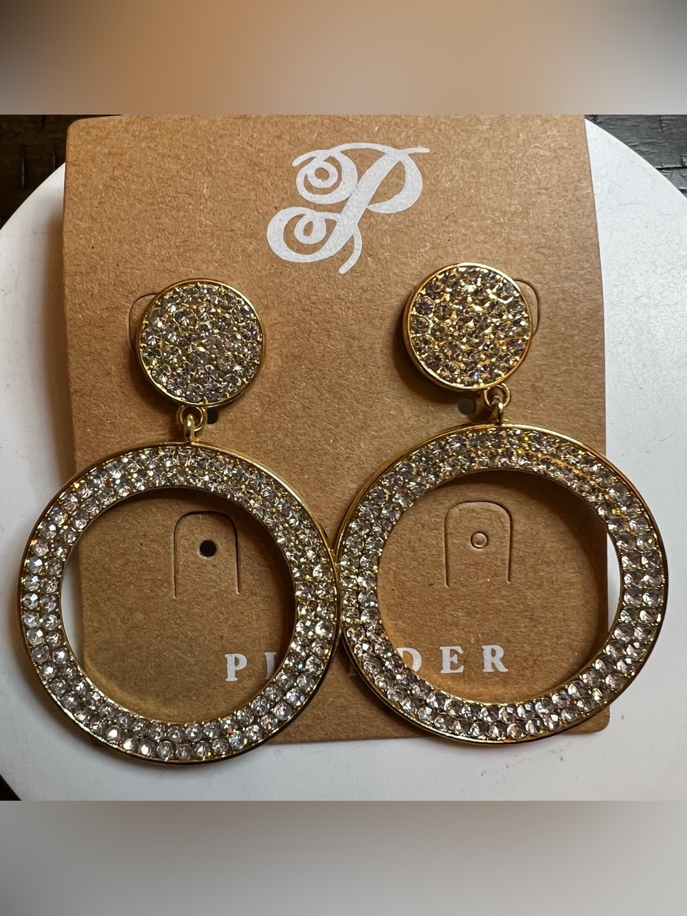 Plunder Gold Crystal Hoop Drop Earrings - (Gold)